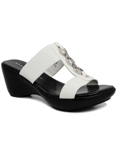 Karen Scott Pimaa Womens Slip On Wedge Wedge Sandals In White