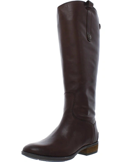 Sam Edelman Penny2 Womens Wide Calf Leather Riding Boots In Brown