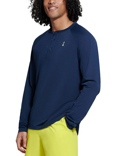 Bass Outdoor Hilltop Mens Logo Long Sleeve Henley Shirt In Blue