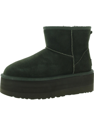 UGG CLASSIC MINI PLATFORM WOMENS SUEDE ROUND TOE ANKLE BOOTS