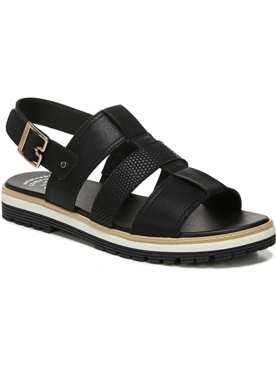 Dr. Scholl's Shoes Talk It Out Womens Faux Leather Buckle Slingback Sandals In Black