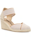 Anne Klein Zoey Womens Canvas Ankle Strap Espadrille Heels In White