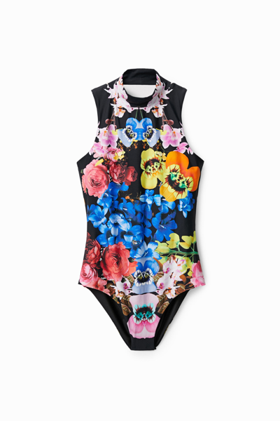 Desigual M. Christian Lacroix Floral Bodysuit In Black