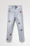 DESIGUAL STRAIGHT CROPPED FLORAL JEANS