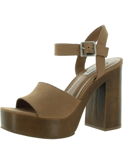 Steve Madden Kye Womens Leather Platform Block Heels In Beige