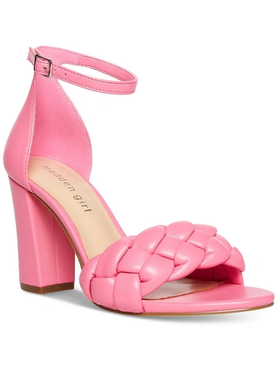Madden Girl Barbi Womens Faux Leather Peep Toe Ankle Strap In Pink