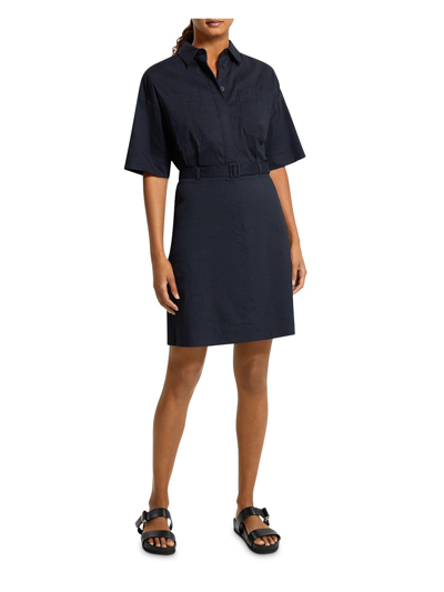 Theory Eco Crunch Womens Linen Blend Elbow Sleeves Shirtdress In Concord