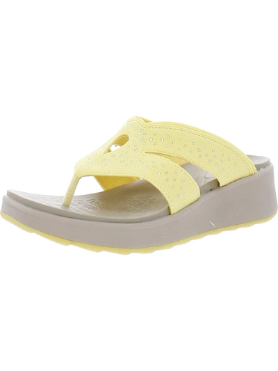 Bzees Nola Bright Womens Rhinestone Slip On Wedge Sandals In Yellow