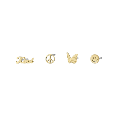 Fossil Women's La La Land Gold-tone Stainless Steel Stud Earrings Set