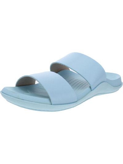 Cool Planet By Steve Madden Libraa Womens Faux Leather Slip On Footbed Sandals In Blue