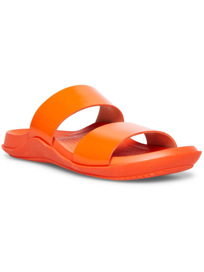 Cool Planet By Steve Madden Libraa Womens Faux Leather Slip On Footbed Sandals In Orange