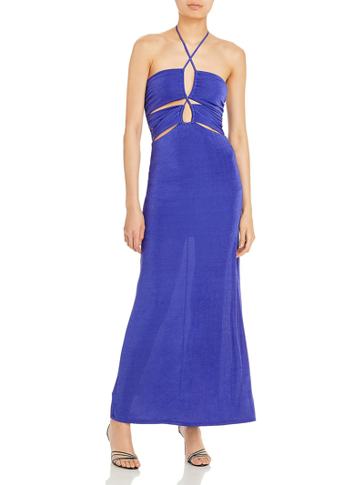 Fore Womens Cut-out Maxi Halter Dress In Blue