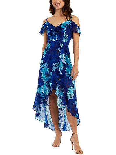 Bcx Womens Floral Long Fit & Flare Dress In Blue