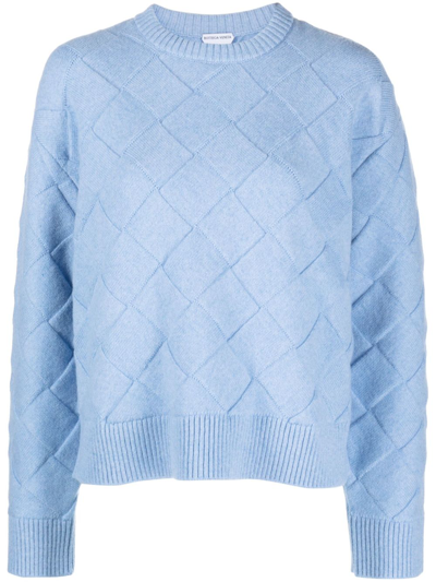 Bottega Veneta Women's Textured Diamond Wool Sweater In Blue