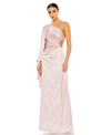 Mac Duggal Women's Ieena One Shoulder Long Sleeve Draped Gown In Ballet Pink