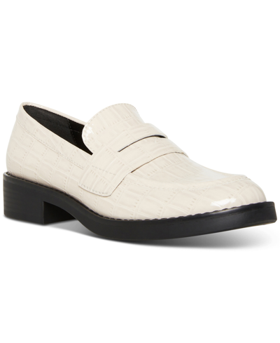 Madden Girl Cecily Tailored Penny Loafer Flats In Bone Croco