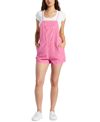 Roxy Fresh Set Cotton Blend Shortalls In Shocking Pink Bloomin Babe
