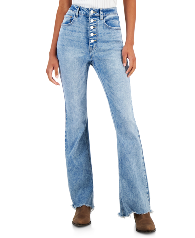 Tinseltown Juniors' High-rise Button-front Flare-hem Jeans, Created For Macy's In Adrienne Wash