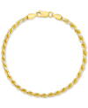 Macy's Men's Two-tone Rope Link Chain Bracelet In Sterling Silver & 14k Gold-plate In Gold Over Silver