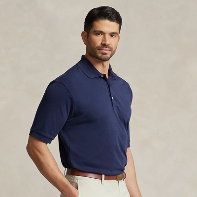 Polo Ralph Lauren Blue Cotton Polo Shirt In Refined Navy
