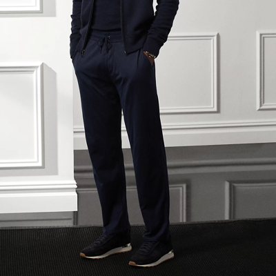 Ralph Lauren Purple Label Relaxed Cotton Lisle Pant In Classic Chairman Navy