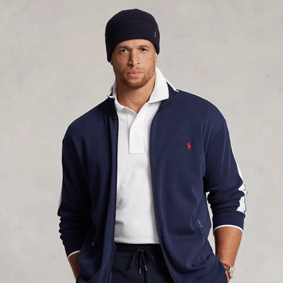 Polo Ralph Lauren Navy & White Embroidered Track Jacket In Refined Navy