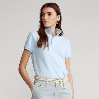 Ralph Lauren Classic Fit Mesh Polo Shirt In Office Blue