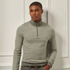 Ralph Lauren Cashmere Birdseye Quarter-zip Sweater In Green