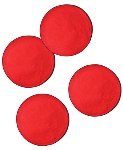 Coton Colors Block Round Placemat Set Of 4, Service For 4 In Red