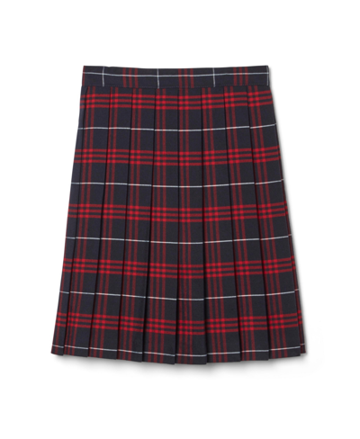French Toast Big Girls Adjustable Waist Mid-length Plaid Pleated Skirt In Navy