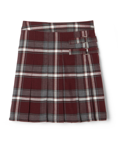 French Toast Big Girls Adjustable Waist Plaid Two-tab Scooter Plaid Skirt In Burgundy