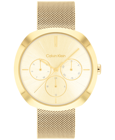 Calvin Klein Women's Multifunction Gold-tone Stainless Steel Mesh Bracelet Watch 38mm