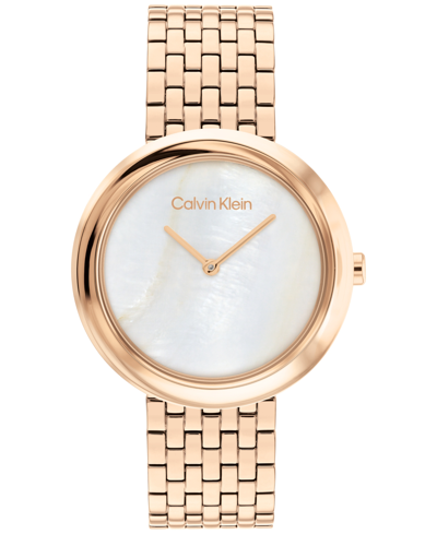 Calvin Klein Women's 2h Quartz Carnation Gold-tone Stainless Steel Bracelet Watch 34mm