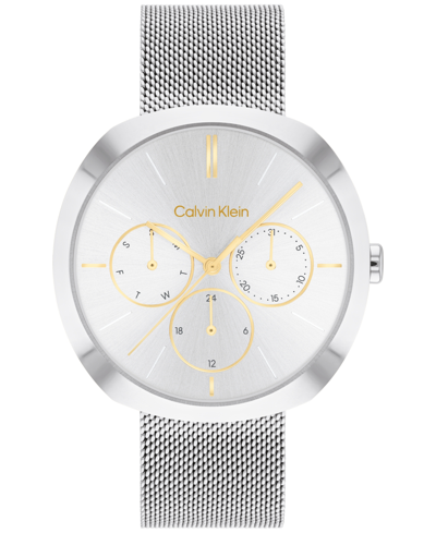 Calvin Klein Women's Multifunction Silver-tone Stainless Steel Mesh Bracelet Watch 38mm