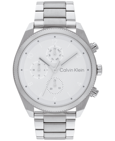 Calvin Klein Men's Multifunction Silver-tone Stainless Steel Bracelet Watch 44mm