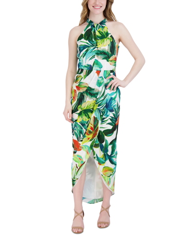 Julia Jordan Women's Printed Knot-neck Tulip-hem Maxi Dress In Ivory Multi