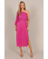 Petal And Pup Womens Pontee One Shoulder Pleated Midi Dress In Orchid