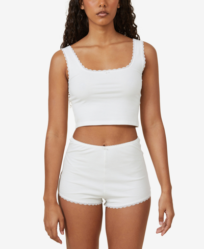 Cotton On Women's Rib Lace Tank In White