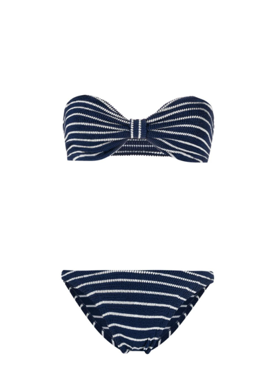 Hunza G Jean Striped Bikini In White,blue