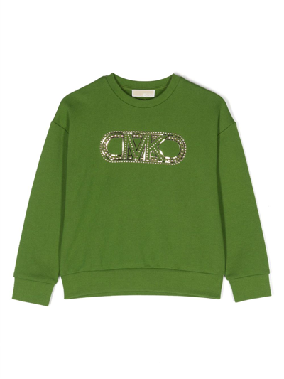 Michael Kors Kids' Logo-studed Jersey Sweatshirt In Green