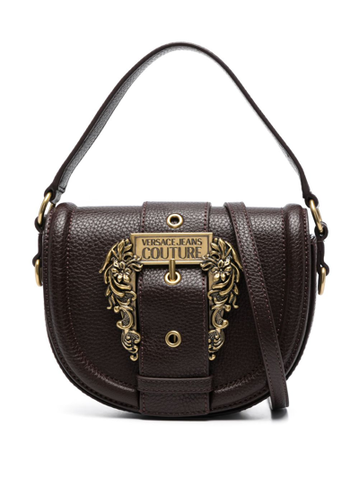 Versace Jeans Couture Logo-buckle Faux-leather Tote Bag In Brown