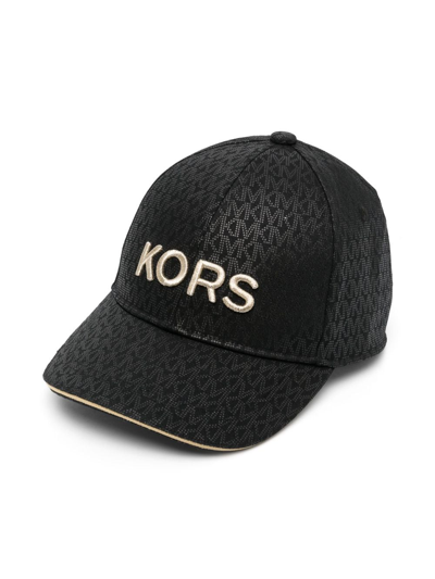 Michael Kors Kids' Embroidered-logo Monogrammed Cap In Black
