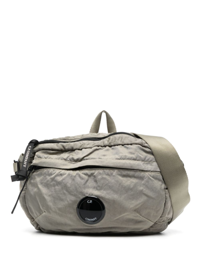 C.p. Company Nylon B Lens-detail Crinkled Belt Bag In Green