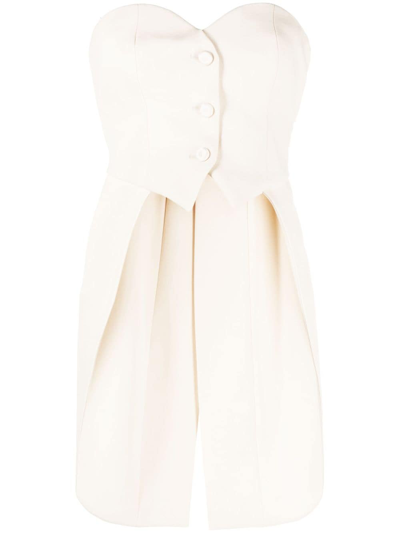 Moschino Asymmetric Virgin-wool Top In Neutrals