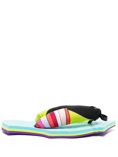 Pucci Striped Open-toe Flip Flops In Blue/purple