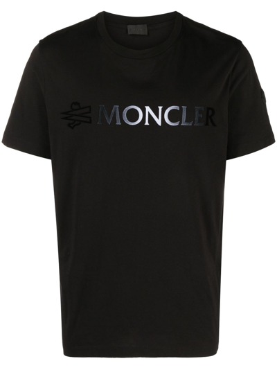Moncler Gradient Logo Cotton Graphic T-shirt In Black