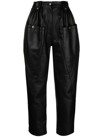 Moschino Pleat-detail Cropped Trousers In Black