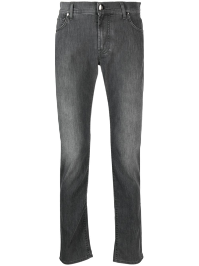 Corneliani Low-rise Straight-leg Jeans In Grey