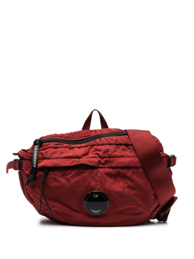 C.p. Company Nylon B Lens-detail Crinkled Belt Bag In 560 Red