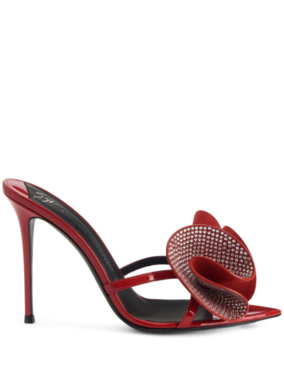 Giuseppe Zanotti 105mm Appliqué-detail Mules In Red